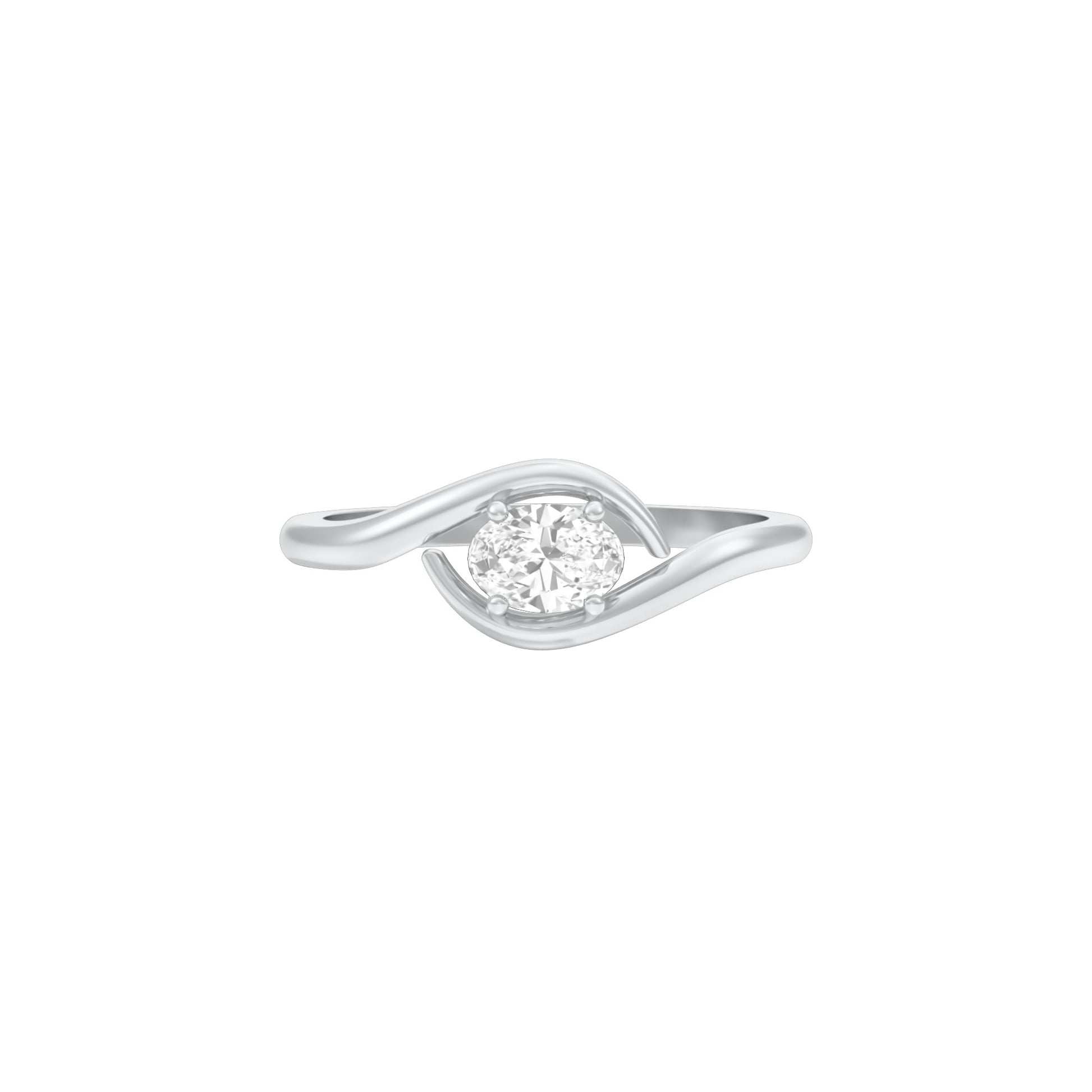 Embrace Oval Bypass Diamond Ring 18 KT / White Gold / 13
