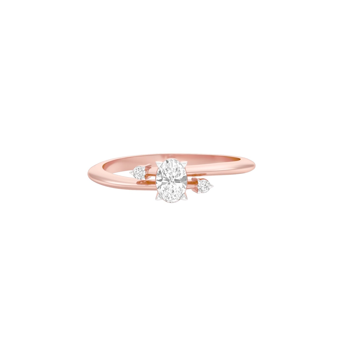 Triple Glam Round Oval Diamond Ring 18 KT / Rose Gold / 13