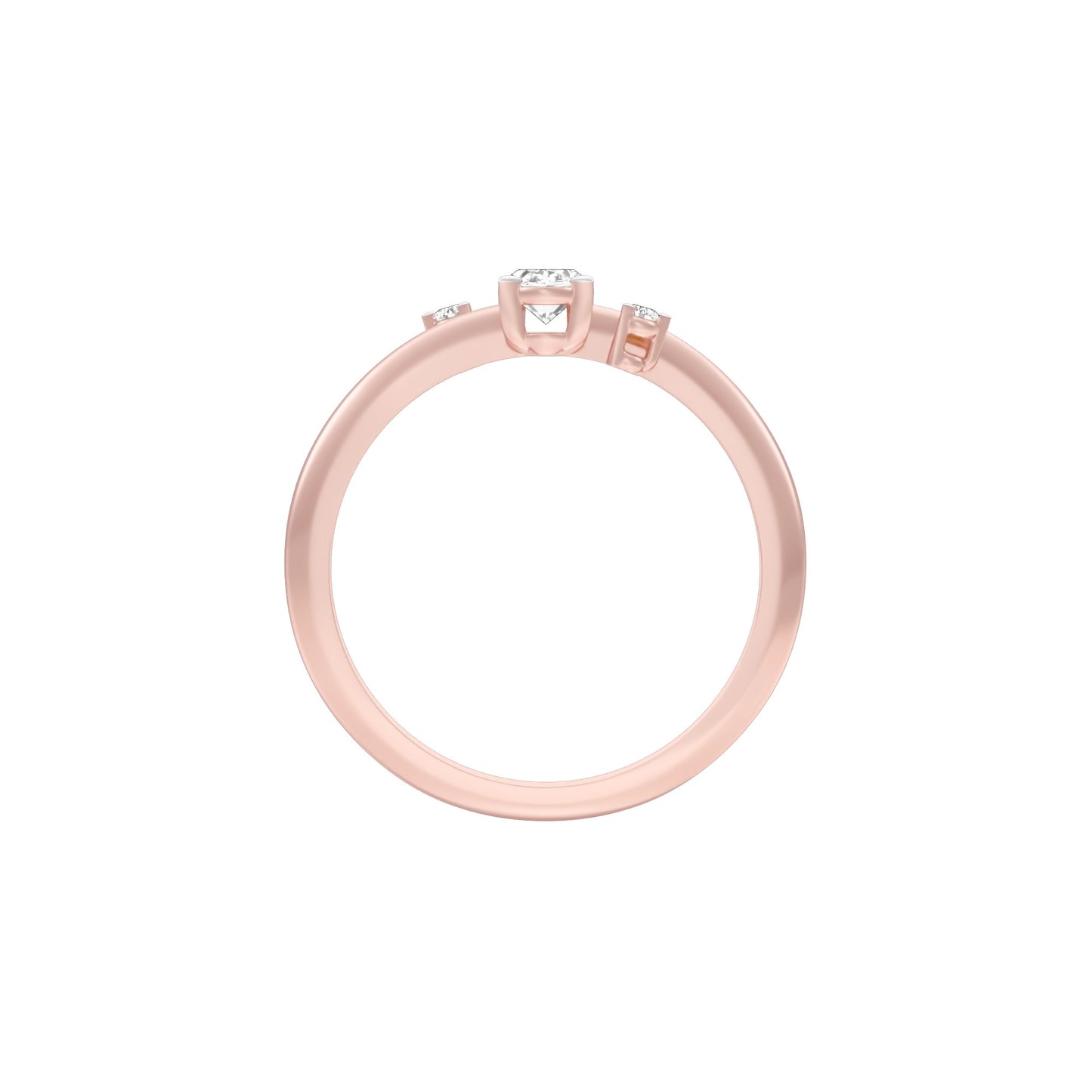 Triple Glam Round Oval Diamond Ring 18 KT / Rose Gold / 13
