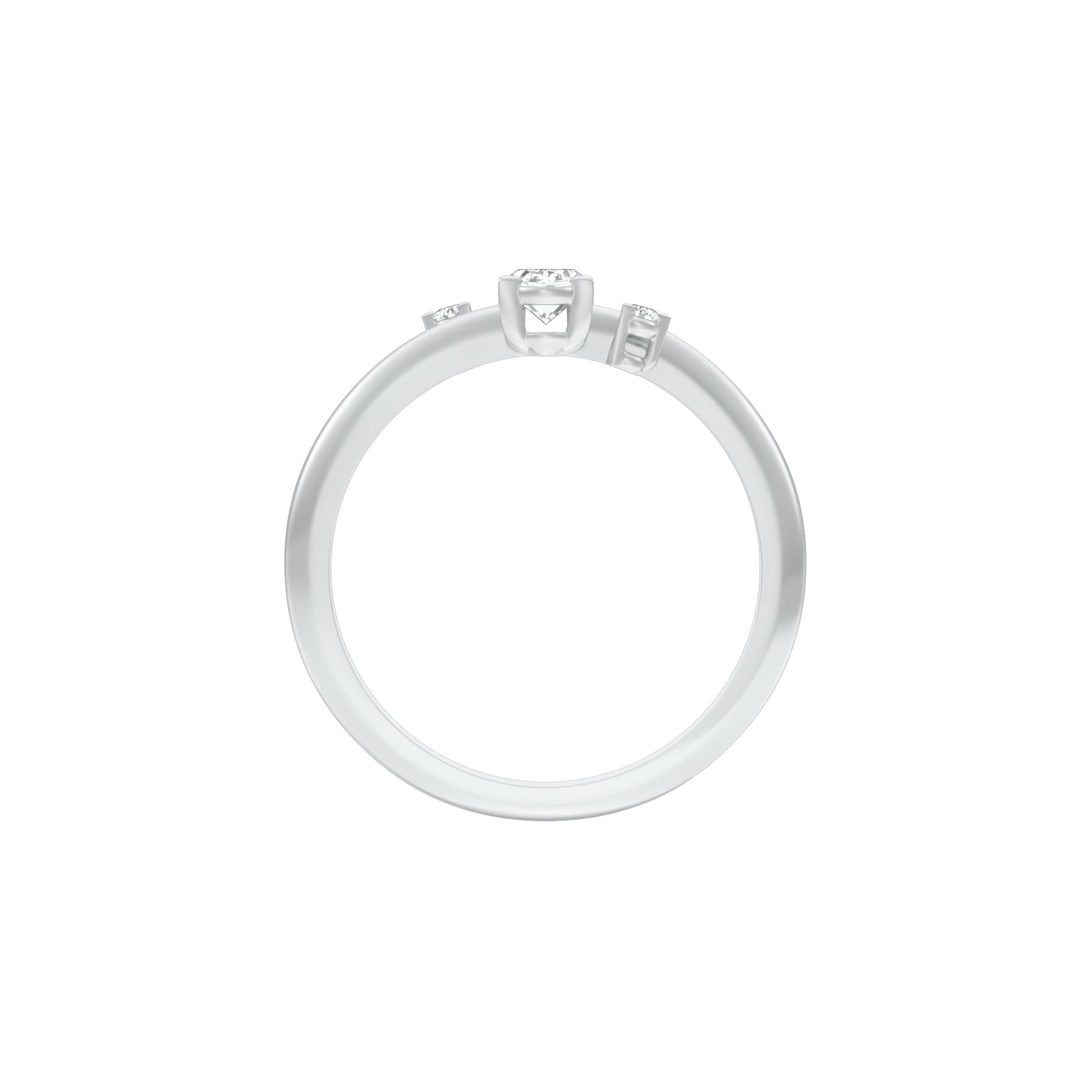 Triple Glam Round Oval Diamond Ring 18 KT / White Gold / 13