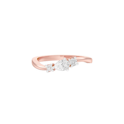 Glazed Bezel Pear Diamond Ring 18 KT / Rose Gold / 13