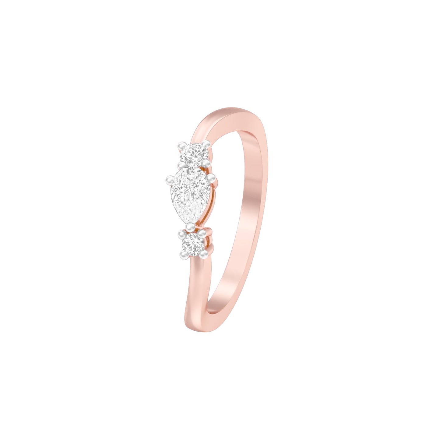 Glazed Bezel Pear Diamond Ring 18 KT / Rose Gold / 13
