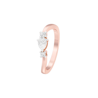 Glazed Bezel Pear Diamond Ring 18 KT / Rose Gold / 13