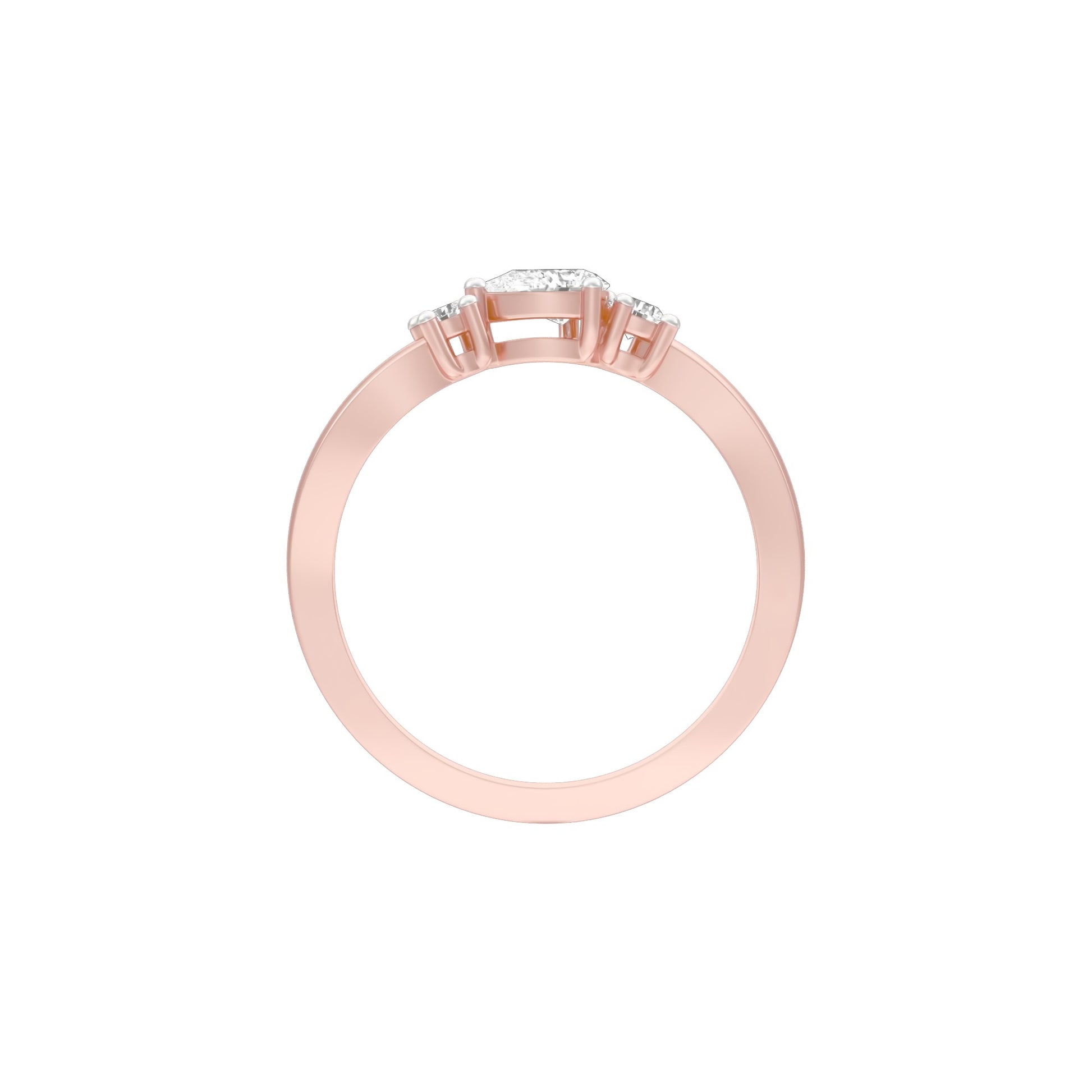 Glazed Bezel Pear Diamond Ring 18 KT / Rose Gold / 13