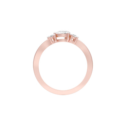 Glazed Bezel Pear Diamond Ring 18 KT / Rose Gold / 13