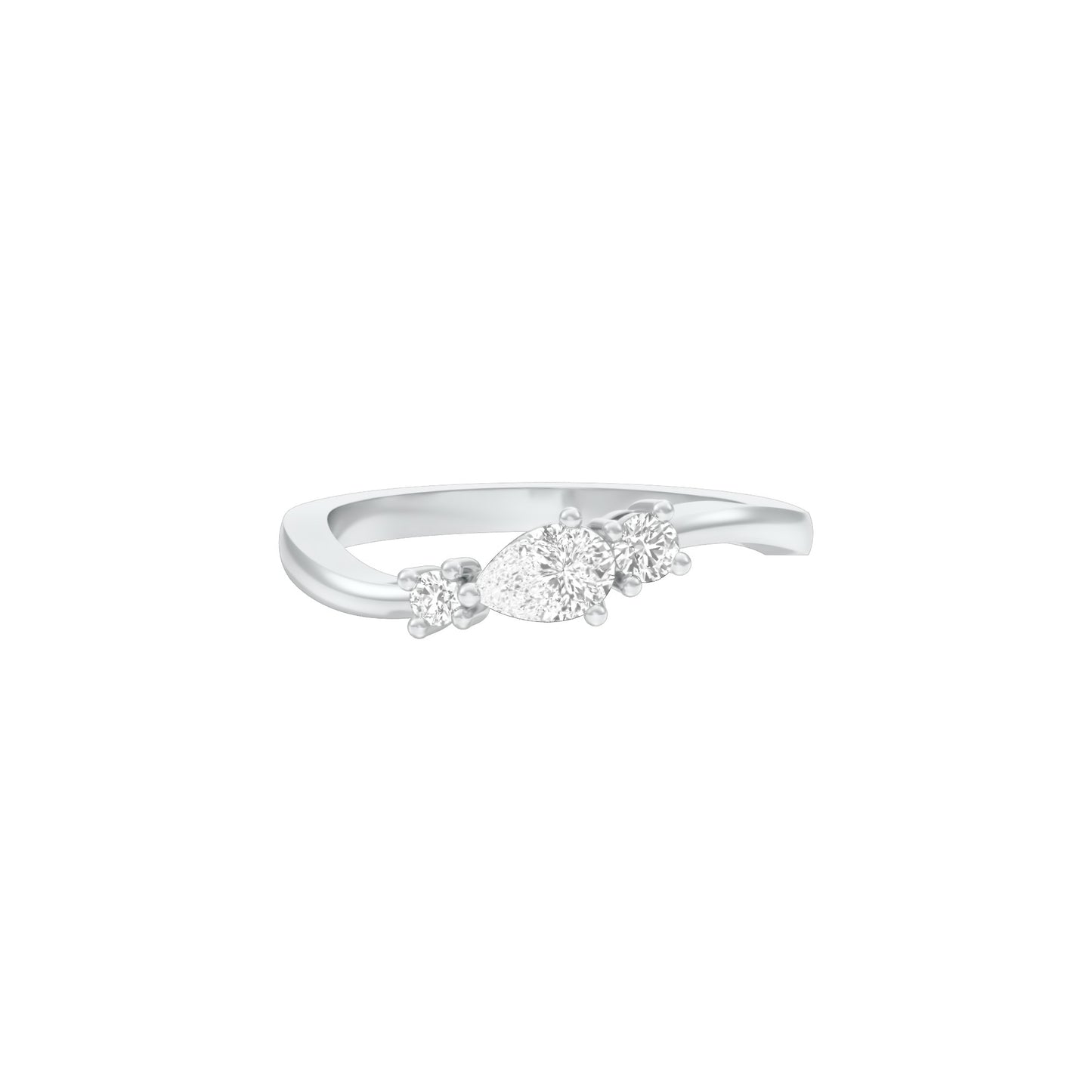 Glazed Bezel Pear Diamond Ring 18 KT / White Gold / 13