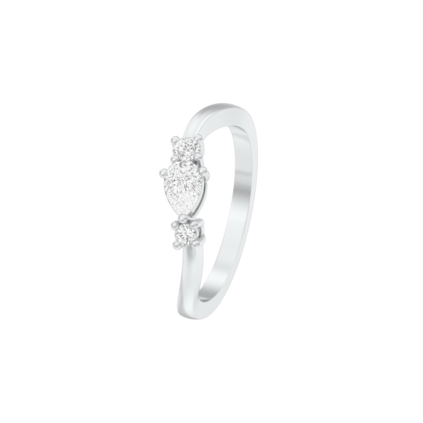 Glazed Bezel Pear Diamond Ring 18 KT / White Gold / 13