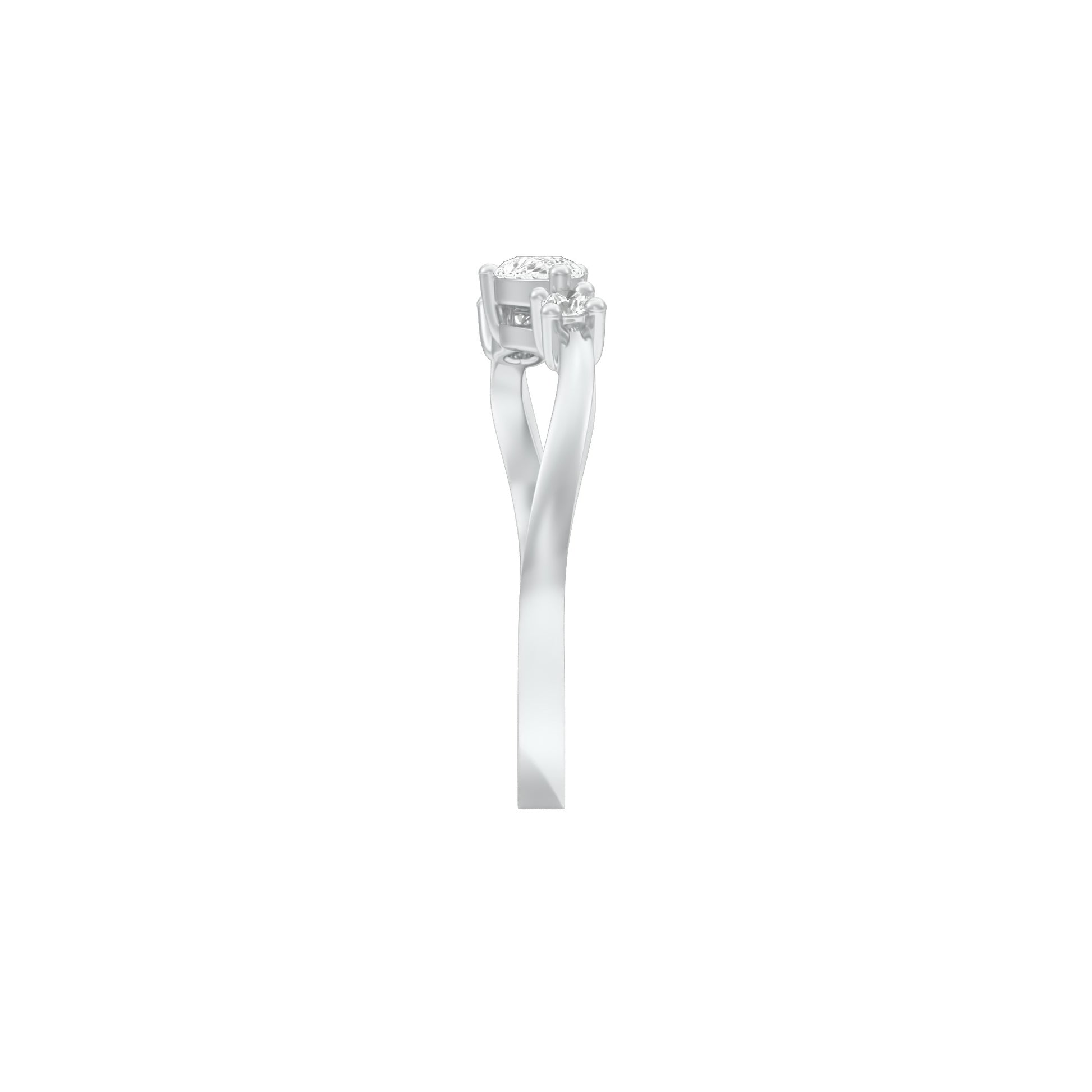 Glazed Bezel Pear Diamond Ring 18 KT / White Gold / 13
