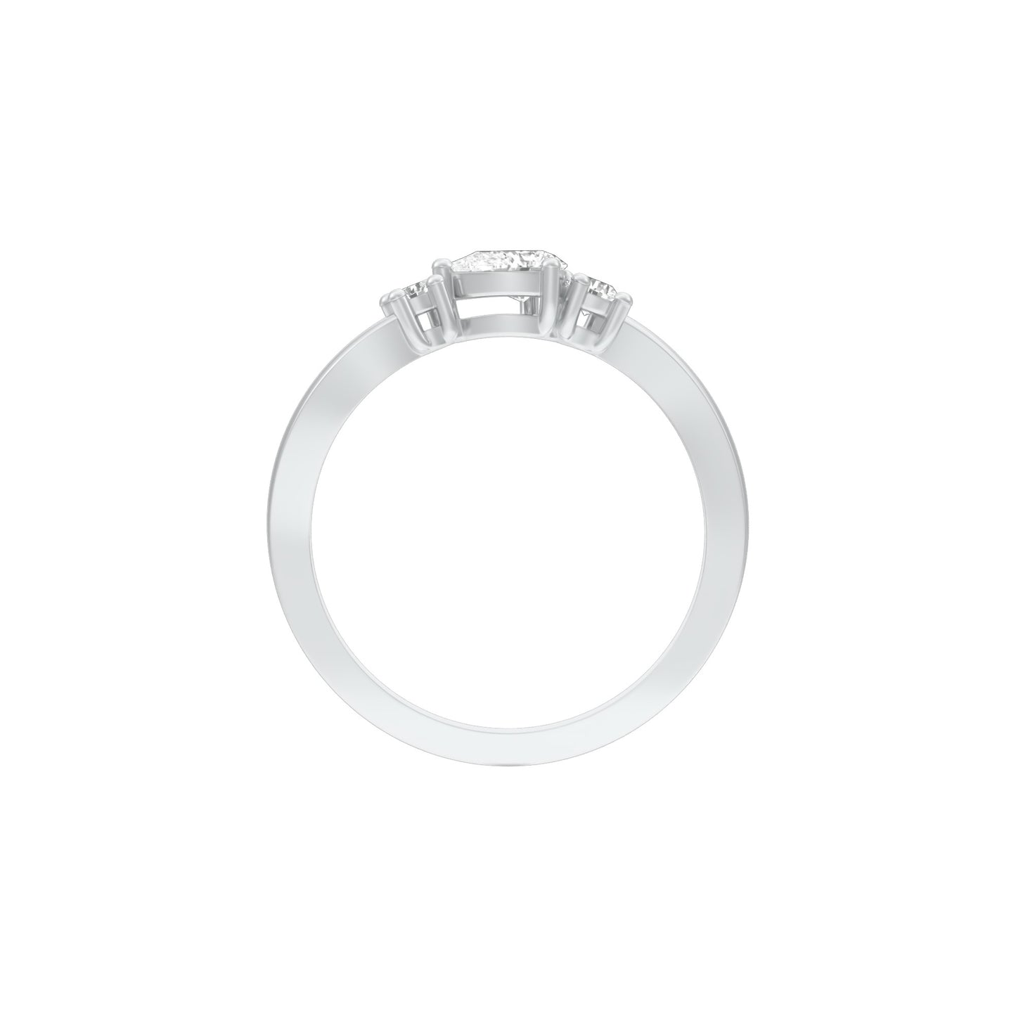 Glazed Bezel Pear Diamond Ring 18 KT / White Gold / 13