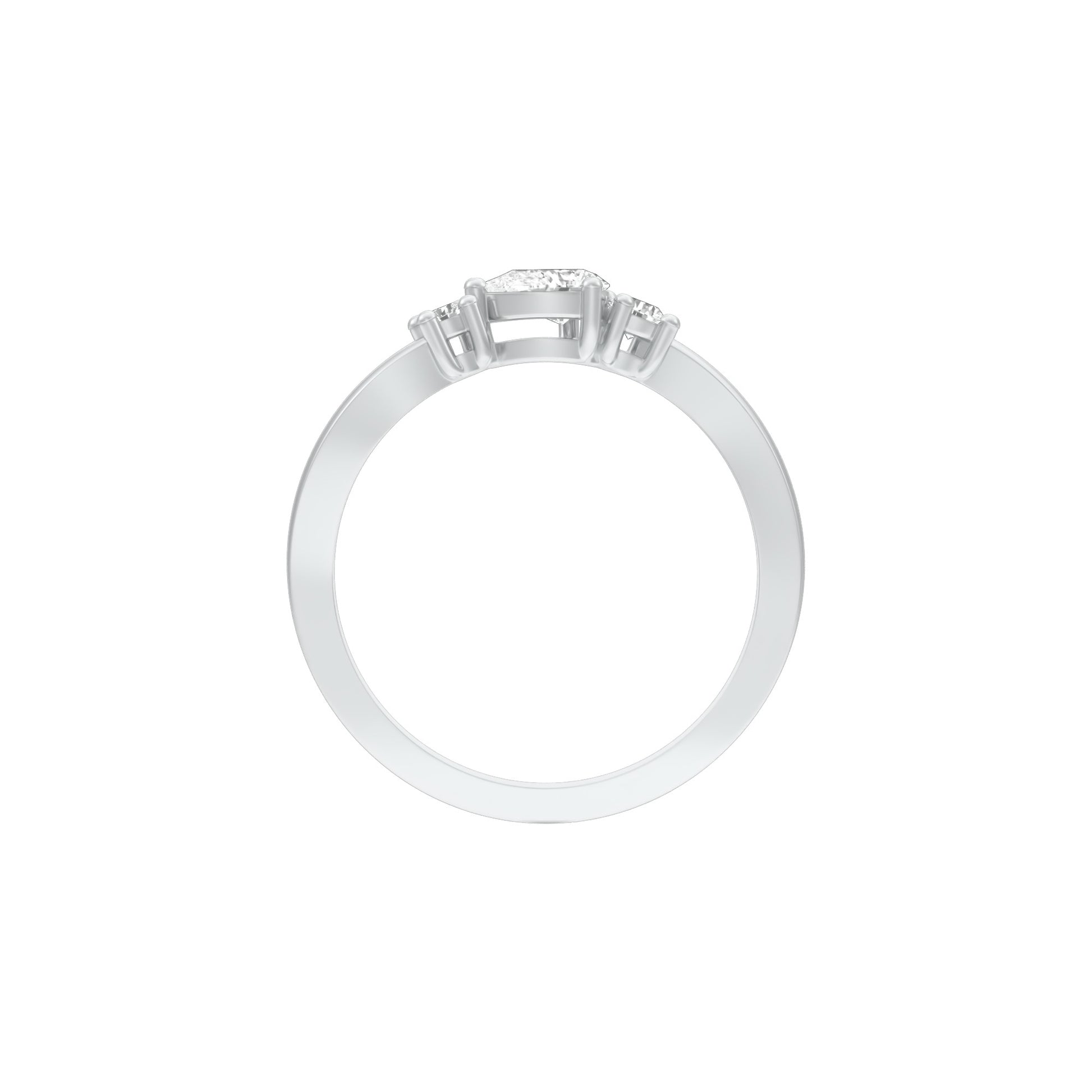Glazed Bezel Pear Diamond Ring 18 KT / White Gold / 13