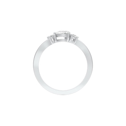 Glazed Bezel Pear Diamond Ring 18 KT / White Gold / 13