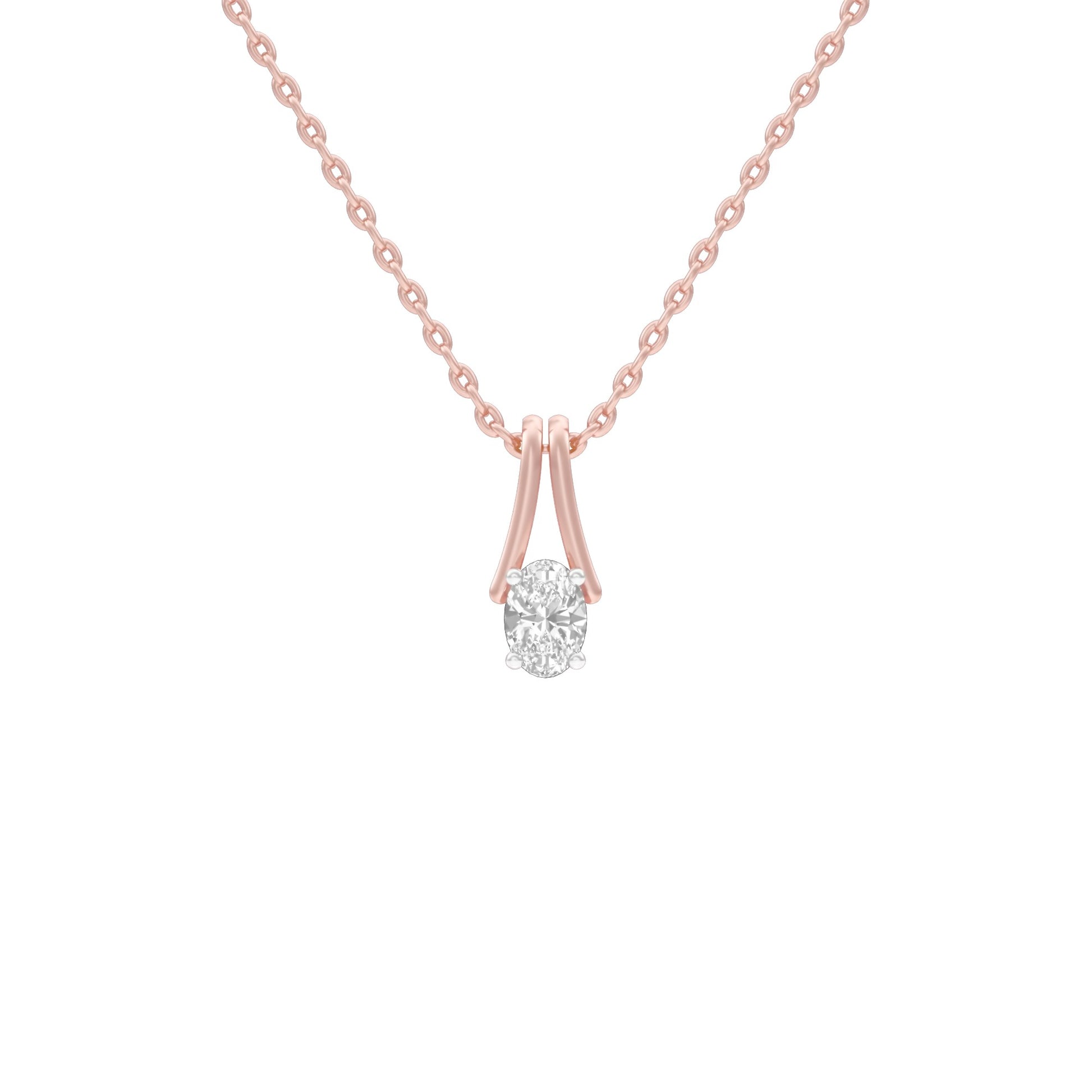 Oval Diamond Bypass Diamond Pendant 18 KT / Rose Gold