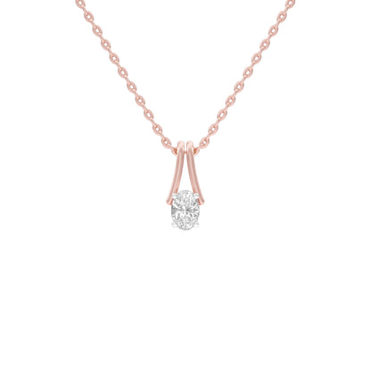 Oval Diamond Bypass Diamond Pendant 18 KT / Rose Gold