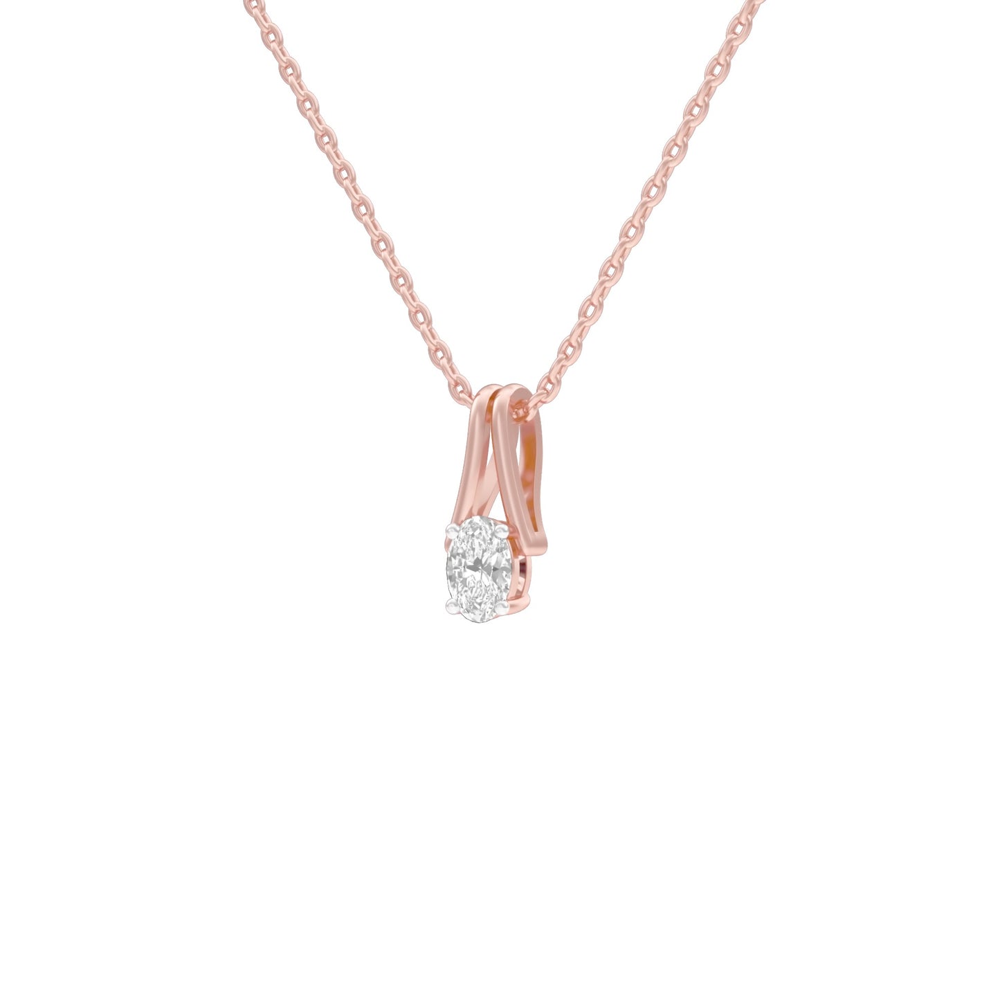 Oval Diamond Bypass Diamond Pendant 18 KT / Rose Gold