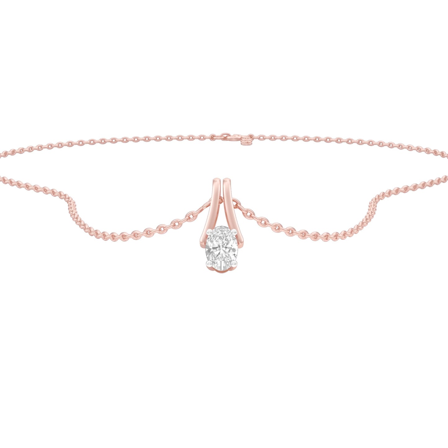 Oval Diamond Bypass Diamond Pendant 18 KT / Rose Gold