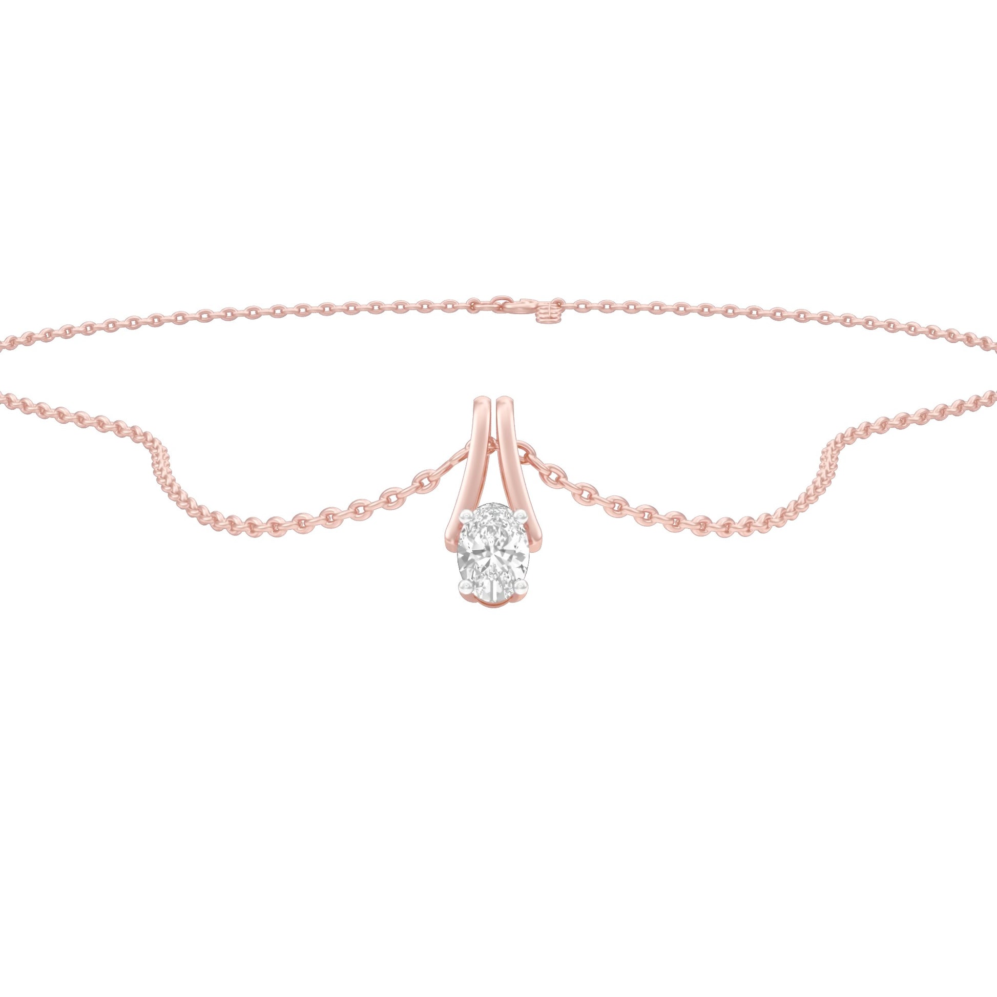 Oval Diamond Bypass Diamond Pendant 18 KT / Rose Gold