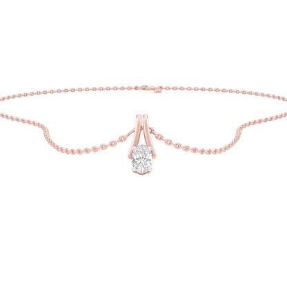 Oval Diamond Bypass Diamond Pendant 18 KT / Rose Gold