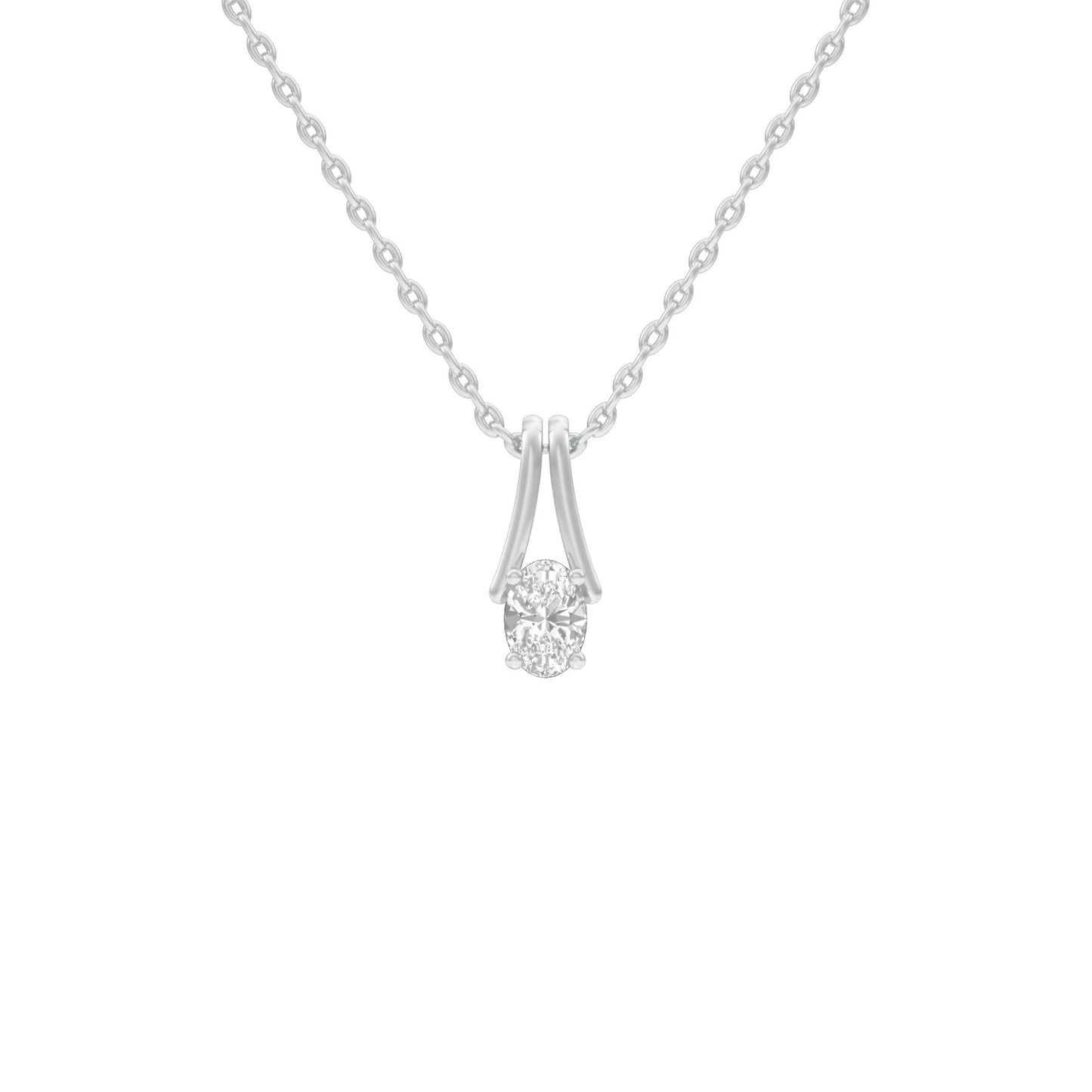 Oval Diamond Bypass Diamond Pendant 18 KT / White Gold