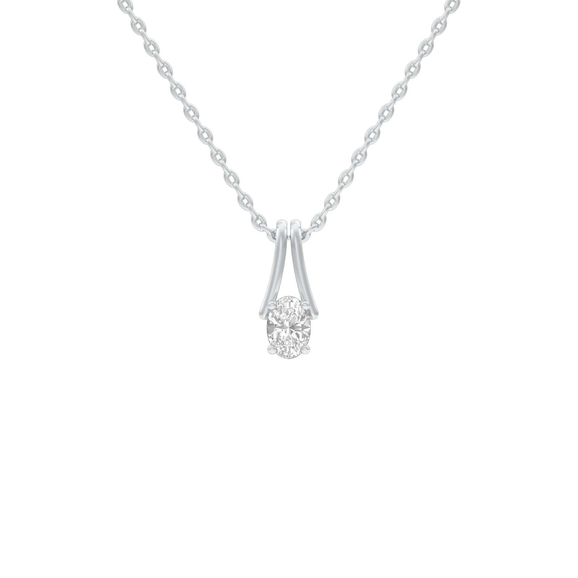 Oval Diamond Bypass Diamond Pendant 18 KT / White Gold
