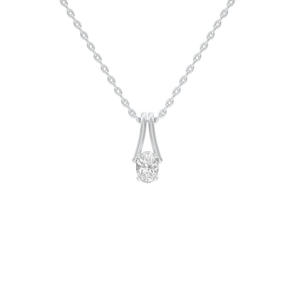 Oval Diamond Bypass Diamond Pendant 18 KT / White Gold