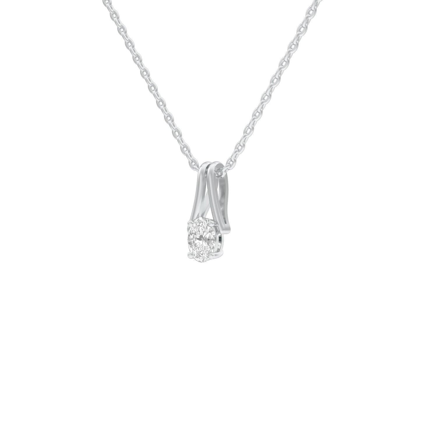 Oval Diamond Bypass Diamond Pendant 18 KT / White Gold
