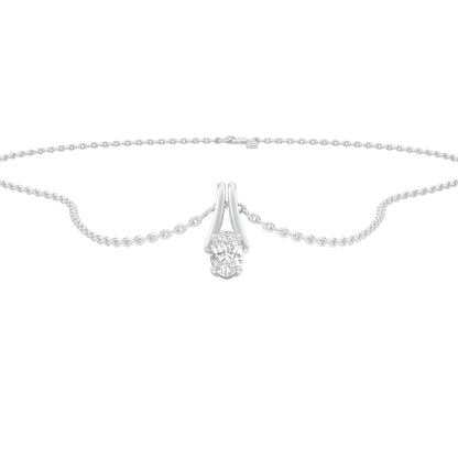 Oval Diamond Bypass Diamond Pendant 18 KT / White Gold