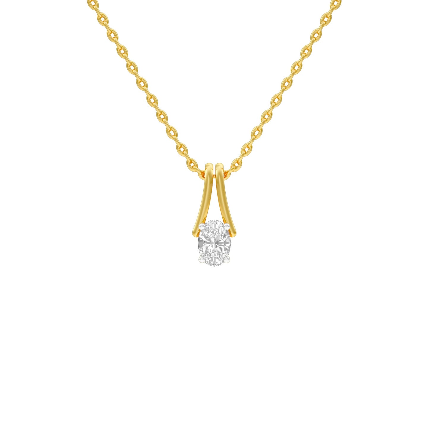 Oval Diamond Bypass Diamond Pendant 18 KT / Yellow Gold