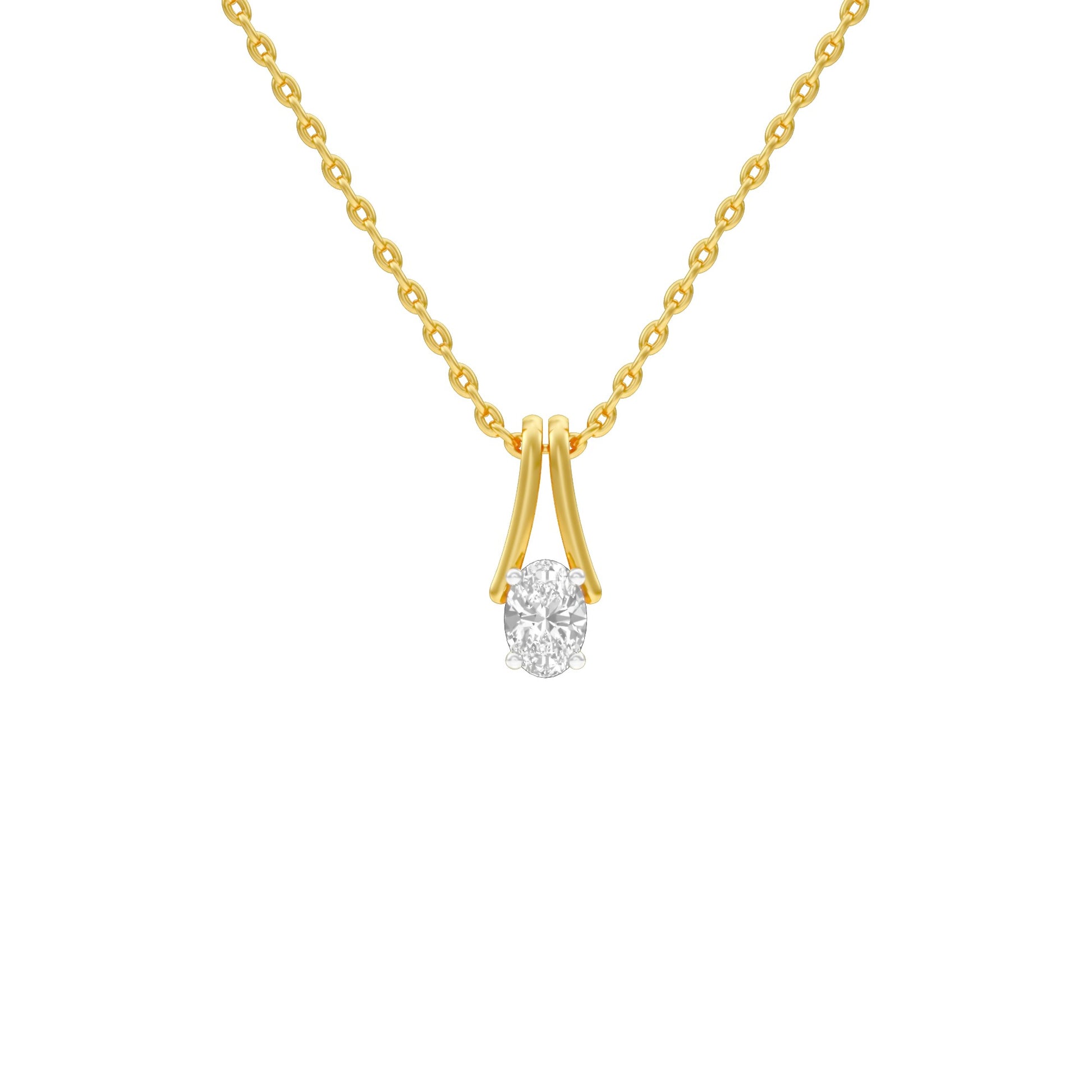 Oval Diamond Bypass Diamond Pendant 18 KT / Yellow Gold