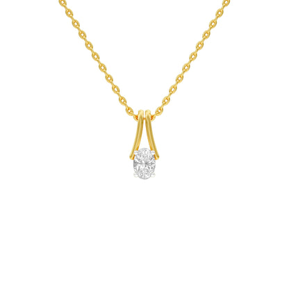 Oval Diamond Bypass Diamond Pendant 18 KT / Yellow Gold