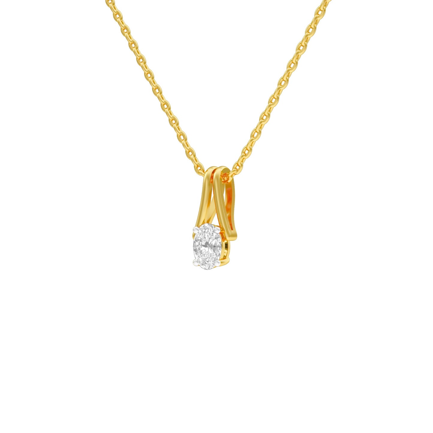 Oval Diamond Bypass Diamond Pendant 18 KT / Yellow Gold