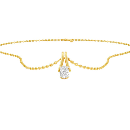 Oval Diamond Bypass Diamond Pendant 18 KT / Yellow Gold
