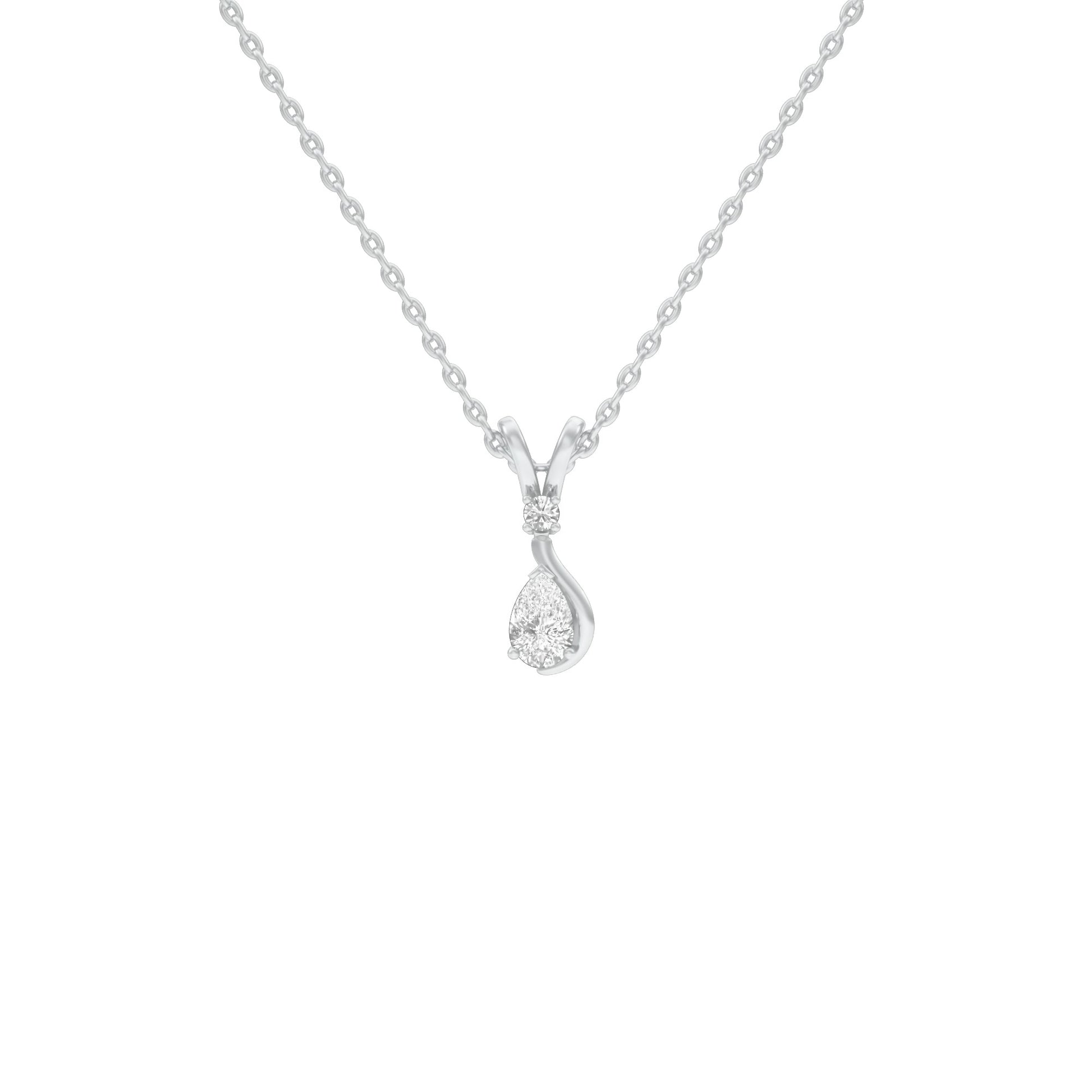 The Velocity Round Pear Diamond Pendant 18 KT / White Gold