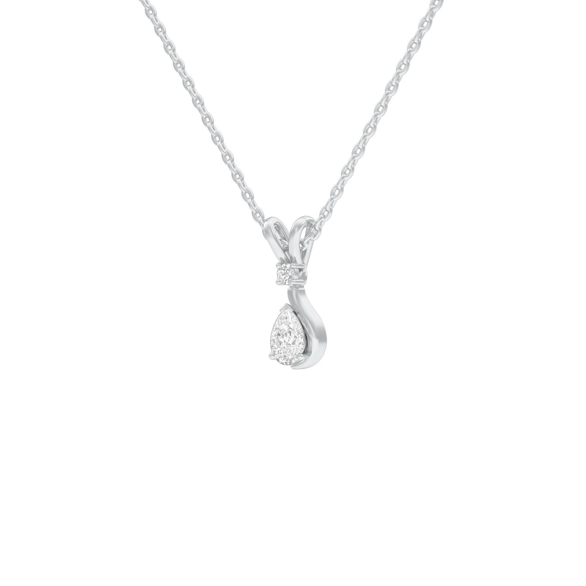 The Velocity Round Pear Diamond Pendant 18 KT / White Gold