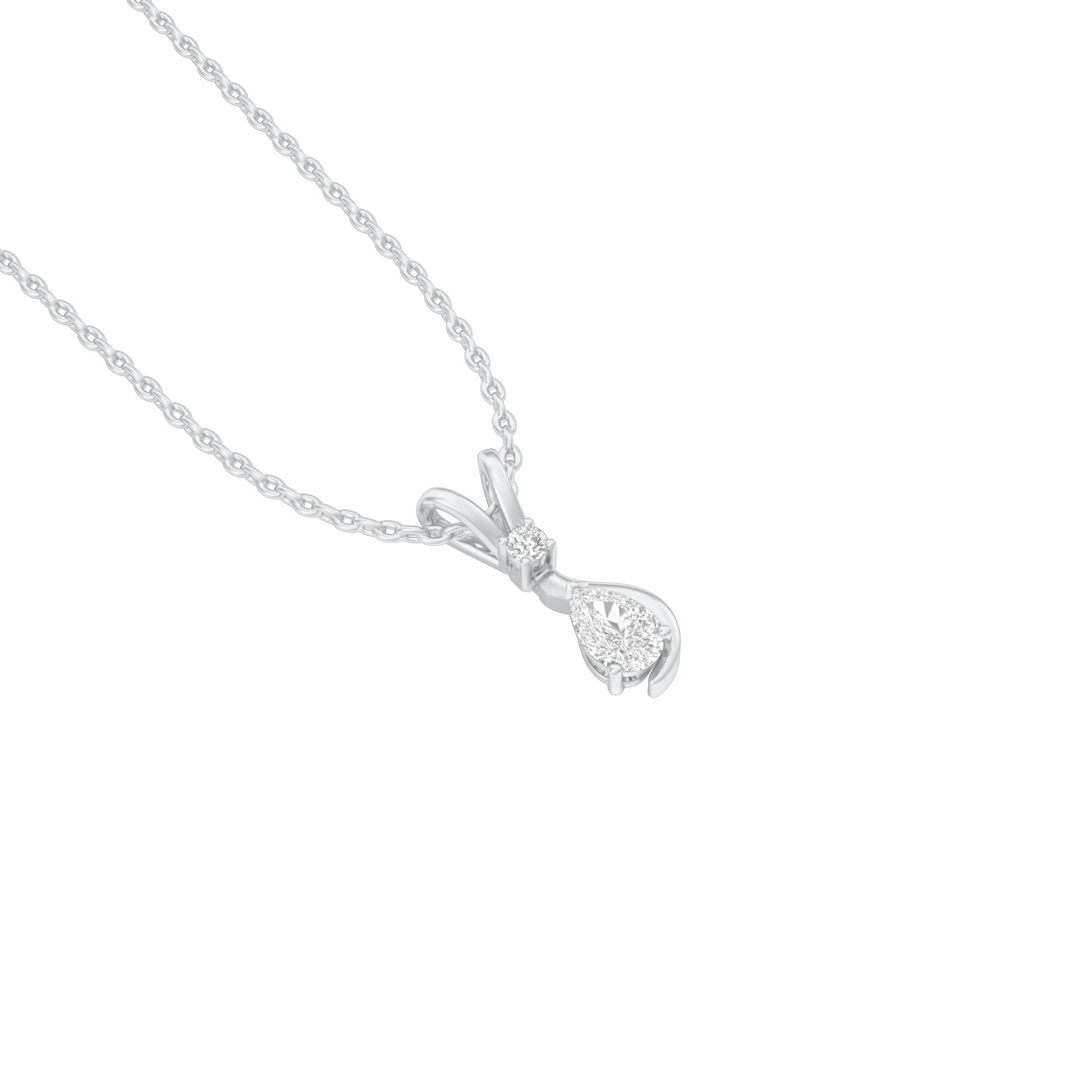 The Velocity Round Pear Diamond Pendant 18 KT / White Gold