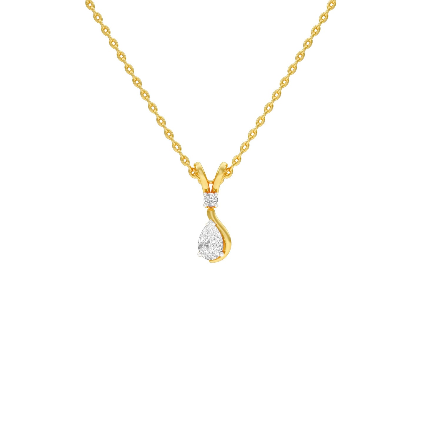 The Velocity Round Pear Diamond Pendant 18 KT / Yellow Gold