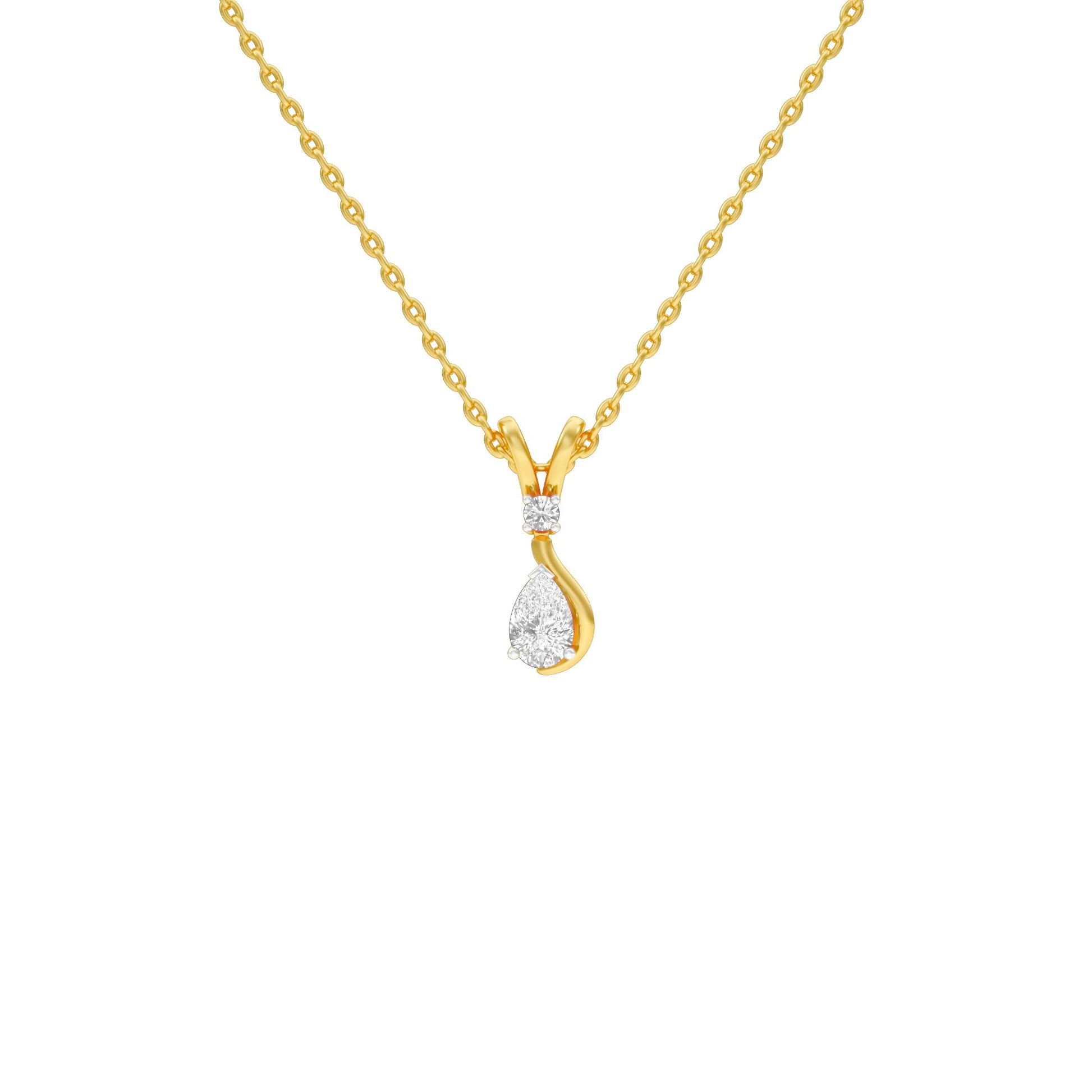 The Velocity Round Pear Diamond Pendant 18 KT / Yellow Gold