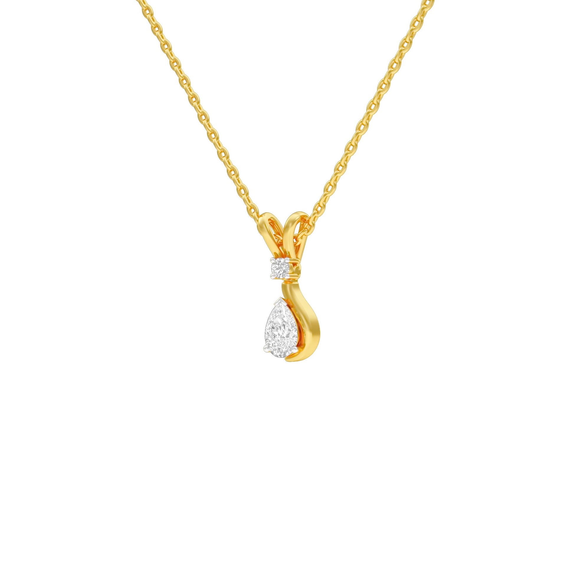 The Velocity Round Pear Diamond Pendant 18 KT / Yellow Gold