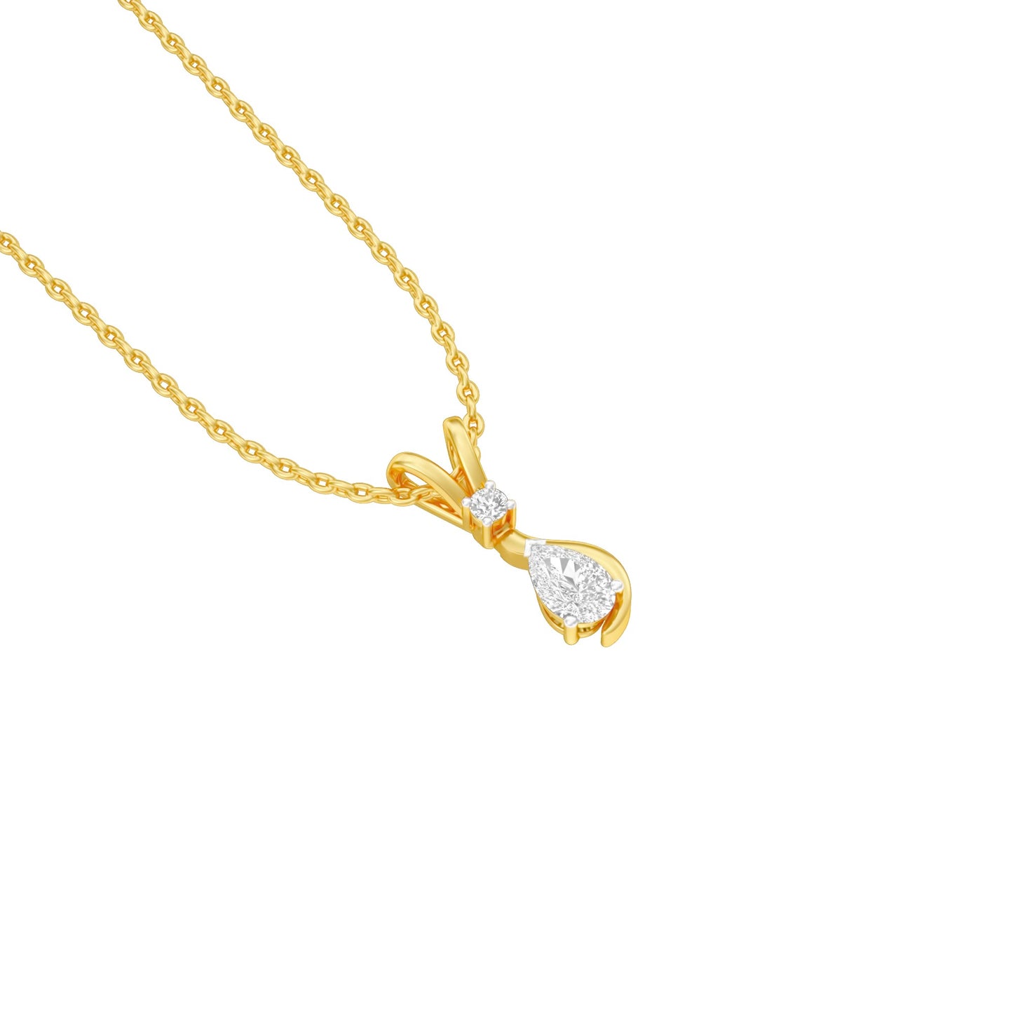 The Velocity Round Pear Diamond Pendant 18 KT / Yellow Gold