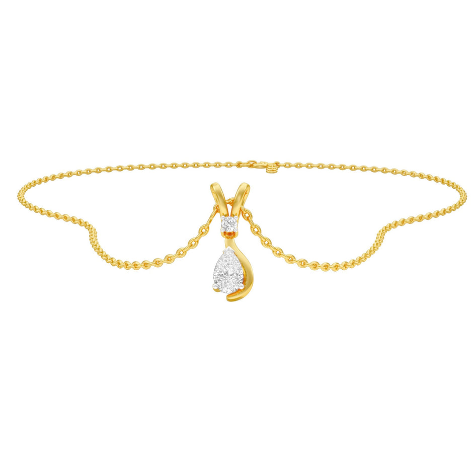 The Velocity Round Pear Diamond Pendant 18 KT / Yellow Gold