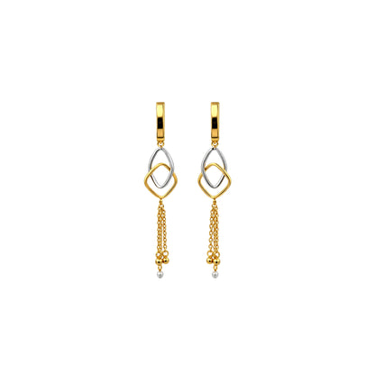 Interlinked Diamond Shape Tassel Gold Earrings