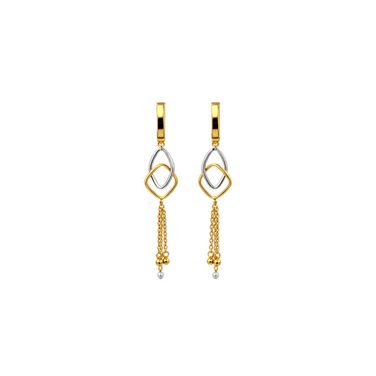 Interlinked Diamond Shape Tassel Gold Earrings