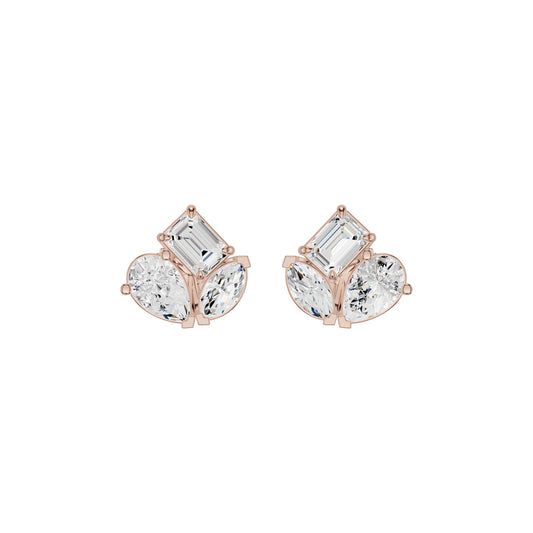Trinity Three Diamond Stud Earrings 18 KT / Rose Gold