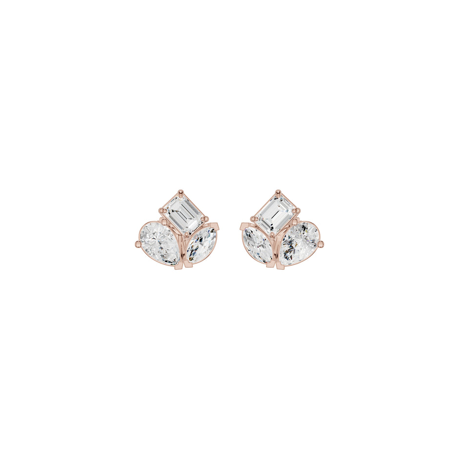 Trinity Three Diamond Stud Earrings 18 KT / Rose Gold