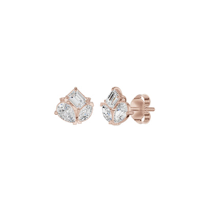 Trinity Three Diamond Stud Earrings 18 KT / Rose Gold