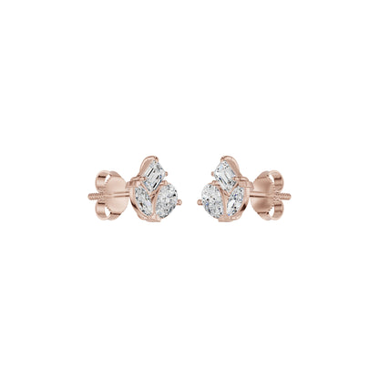Trinity Three Diamond Stud Earrings 18 KT / Rose Gold