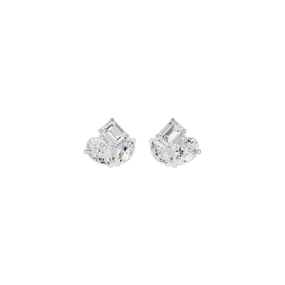 Trinity Three Diamond Stud Earrings 18 KT / White Gold