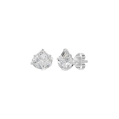 Trinity Three Diamond Stud Earrings 18 KT / White Gold