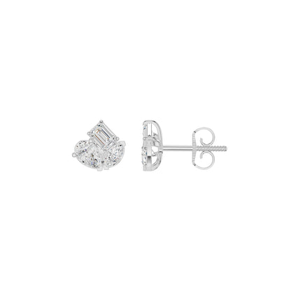 Trinity Three Diamond Stud Earrings 18 KT / White Gold