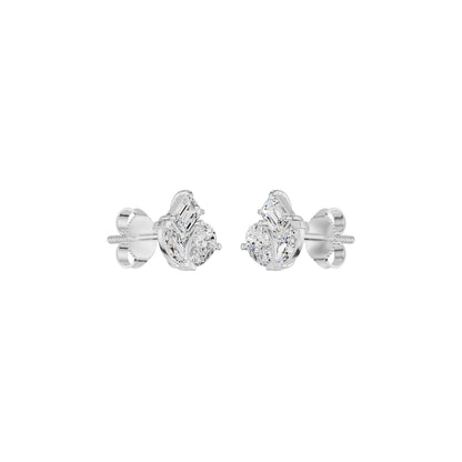 Trinity Three Diamond Stud Earrings 18 KT / White Gold