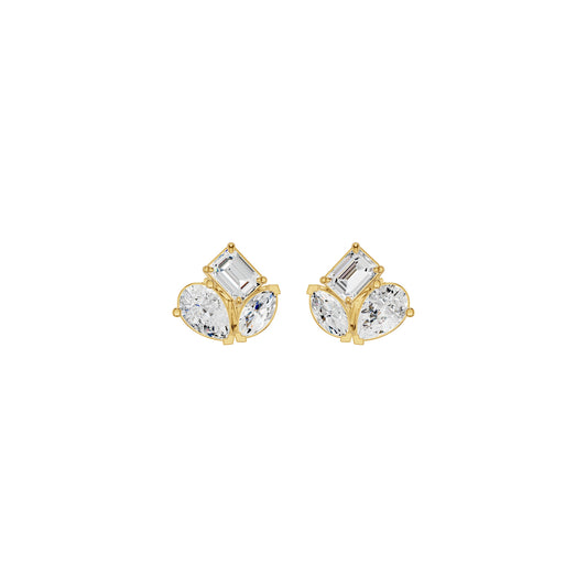 Trinity Three Diamond Stud Earrings 18 KT / Yellow Gold